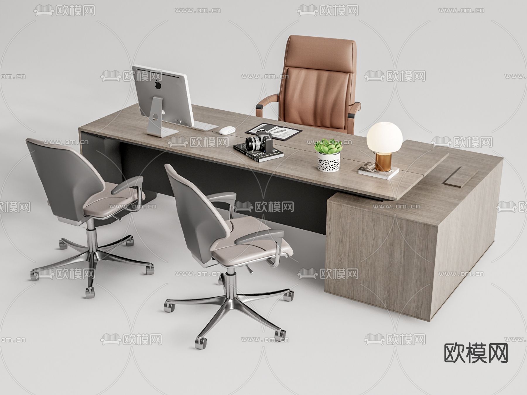 现代办公桌椅su模型下载（渲染图1）