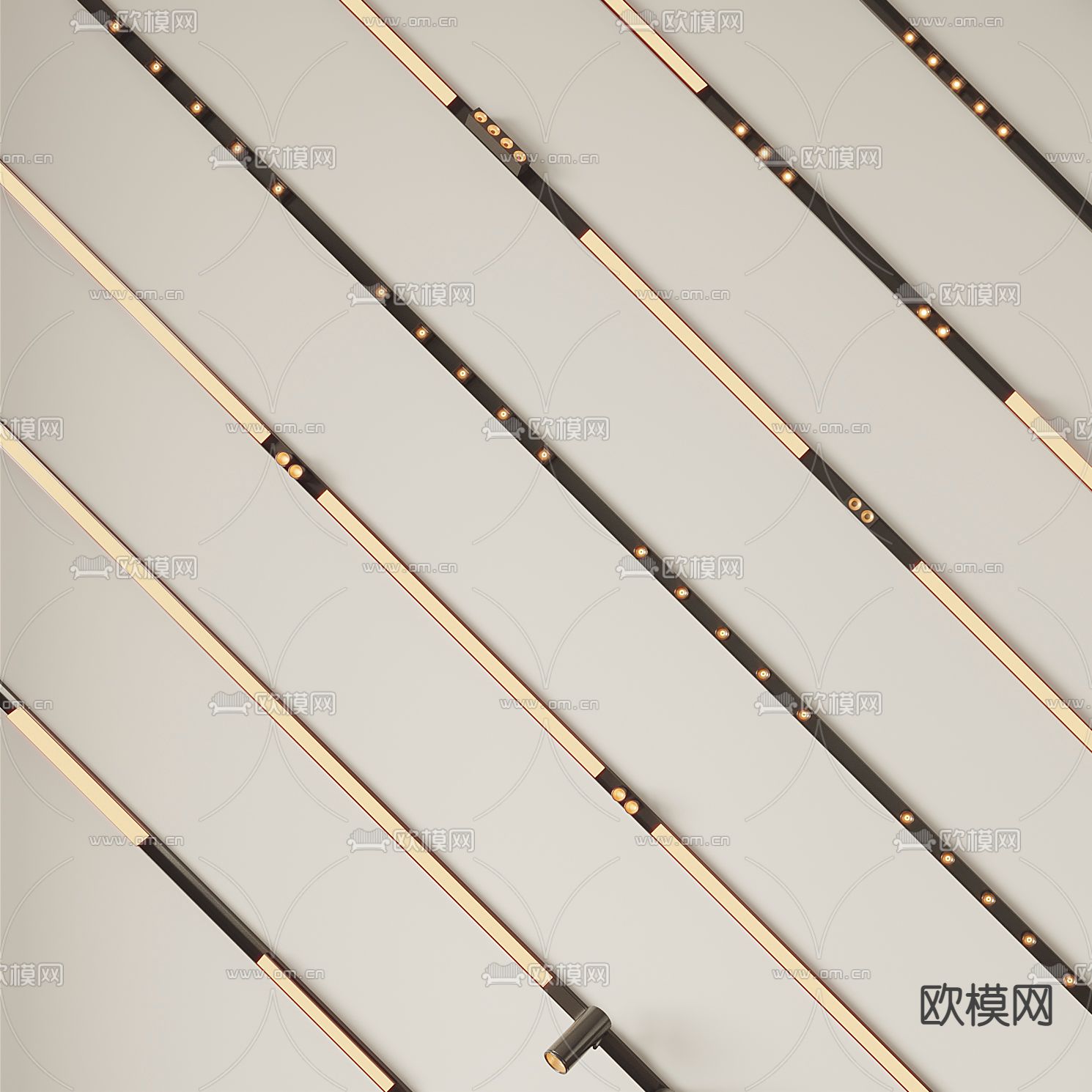 现代磁吸灯轨道灯射灯3d模型