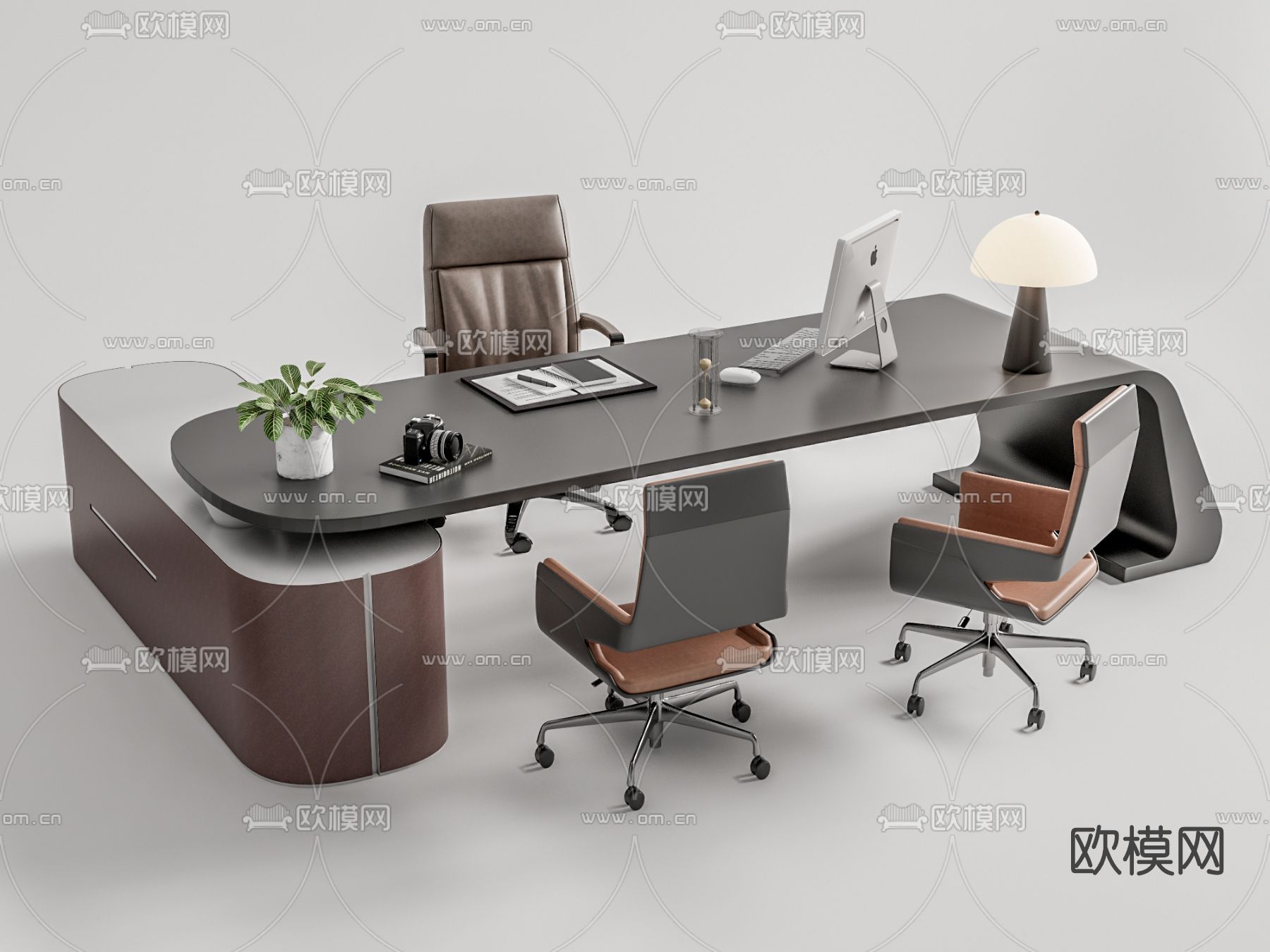 现代办公桌椅su模型下载（渲染图1）