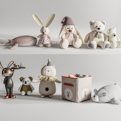  现代儿童毛绒玩具su模型 