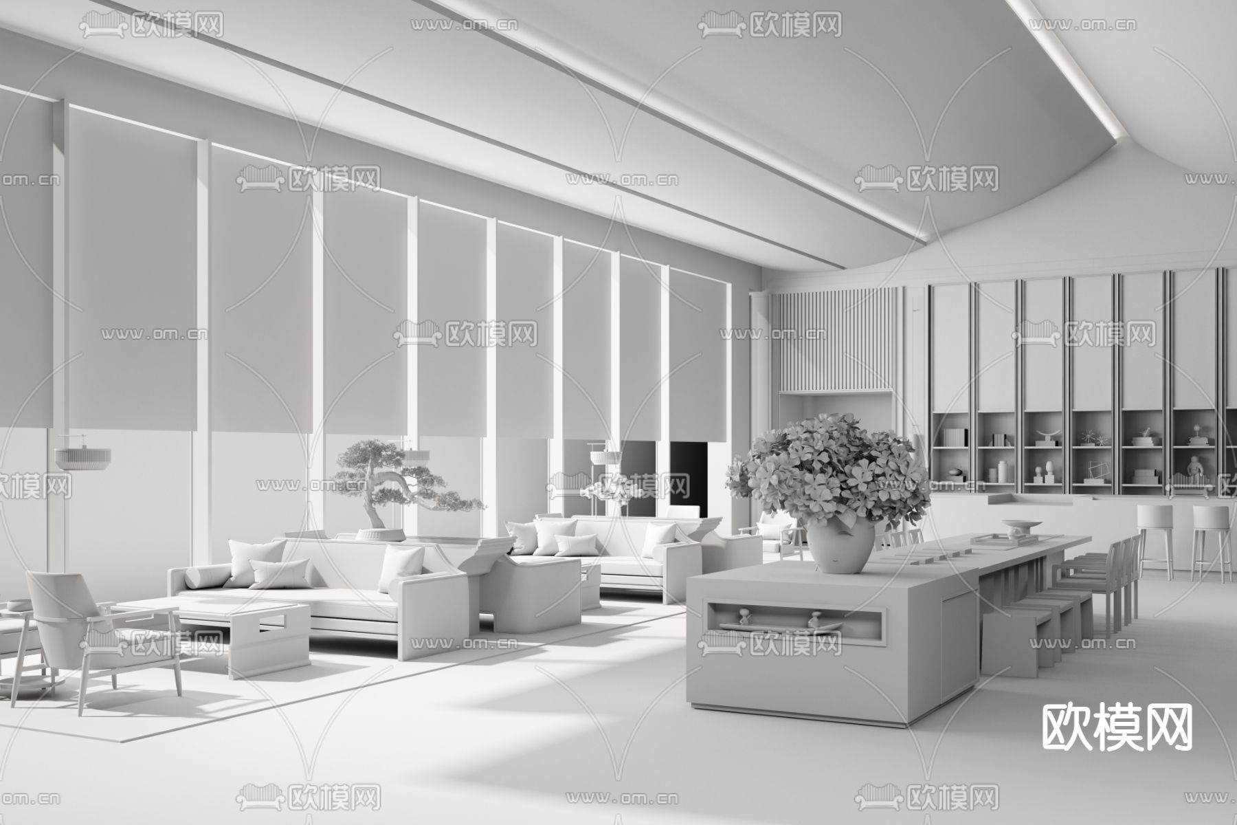 GFD广飞设计 建投·秦塘府售楼处3d模型下载（渲染图2）