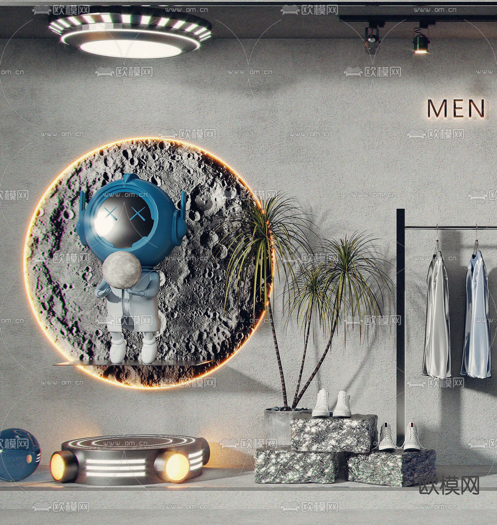 现代服装店橱窗3d模型下载（渲染图3）