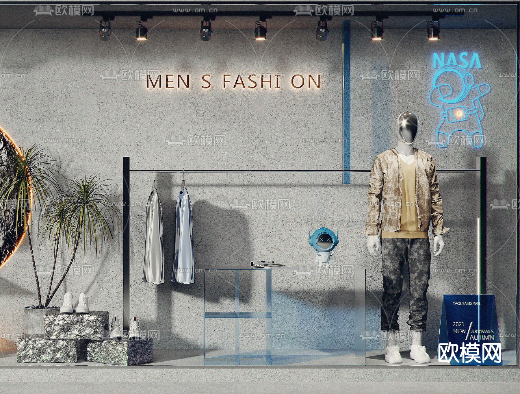 现代服装店橱窗3d模型下载（渲染图2）