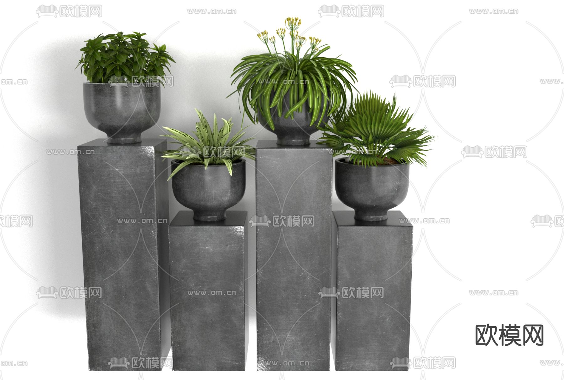 现代端景盆栽免费3d模型下载