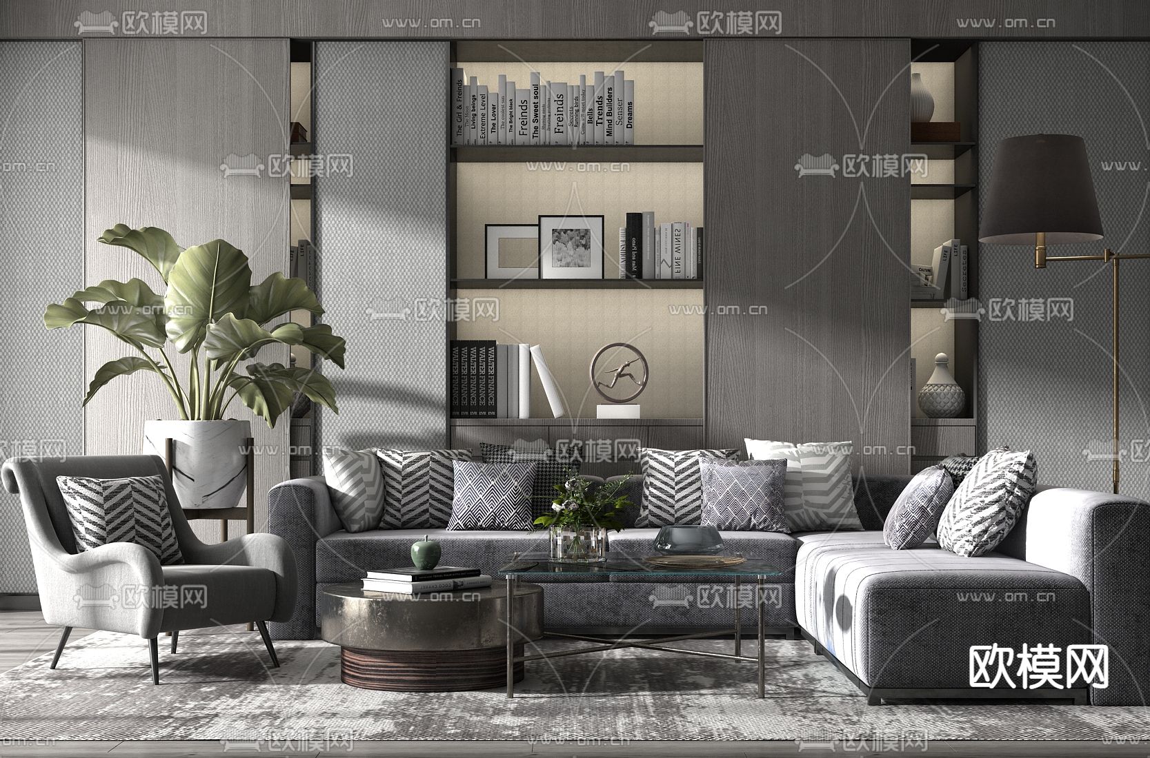 现代轻奢转角沙发su模型下载