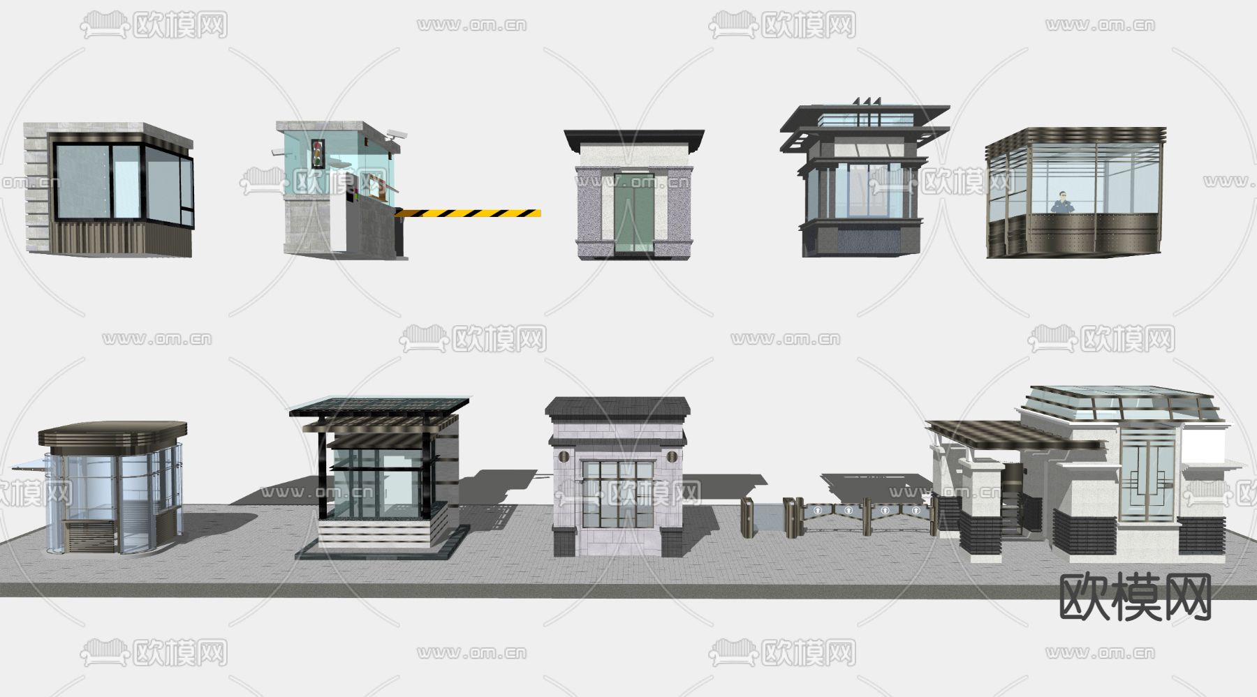 现代门岗闸机su模型