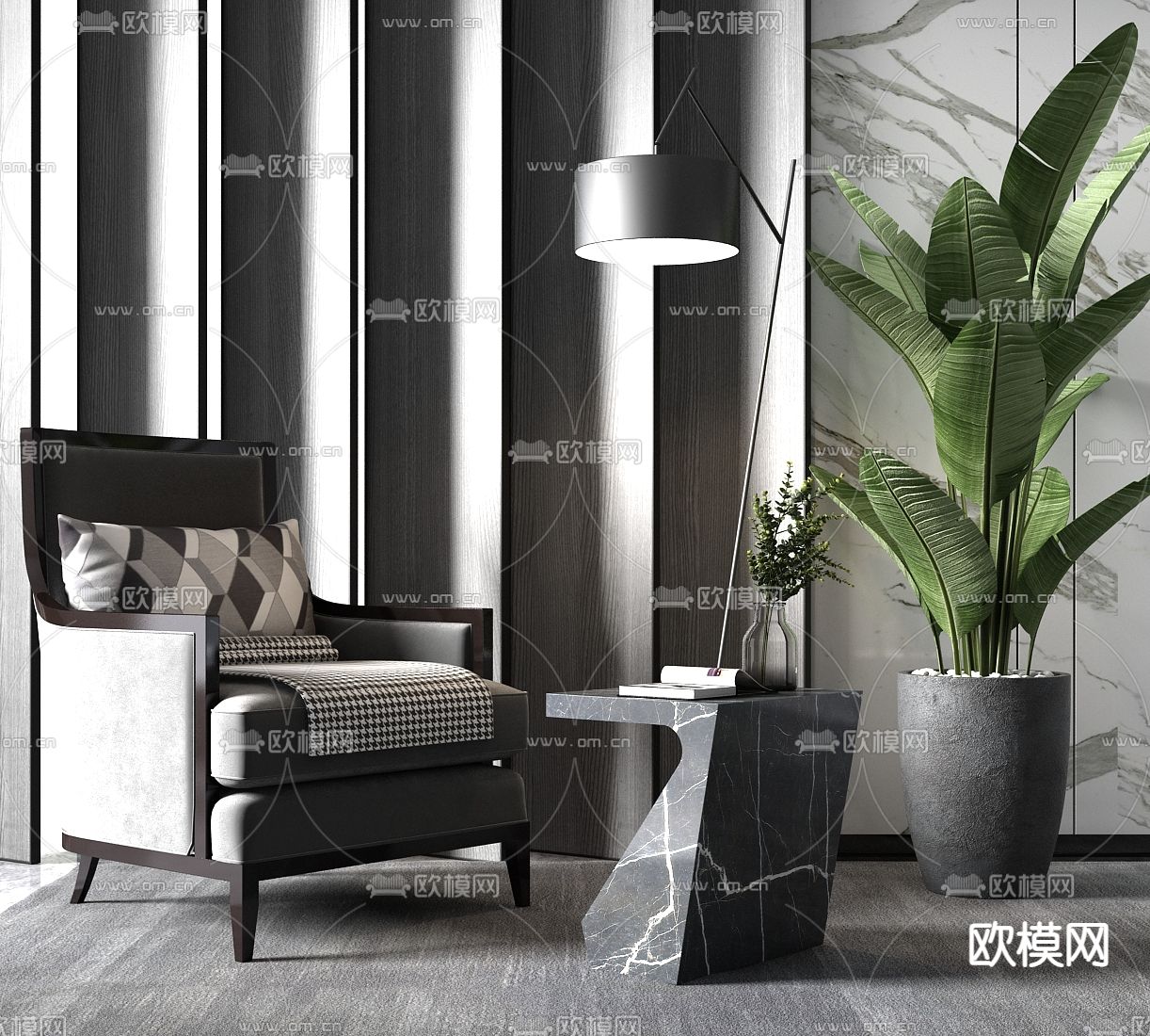 现代轻奢休闲沙发su模型下载