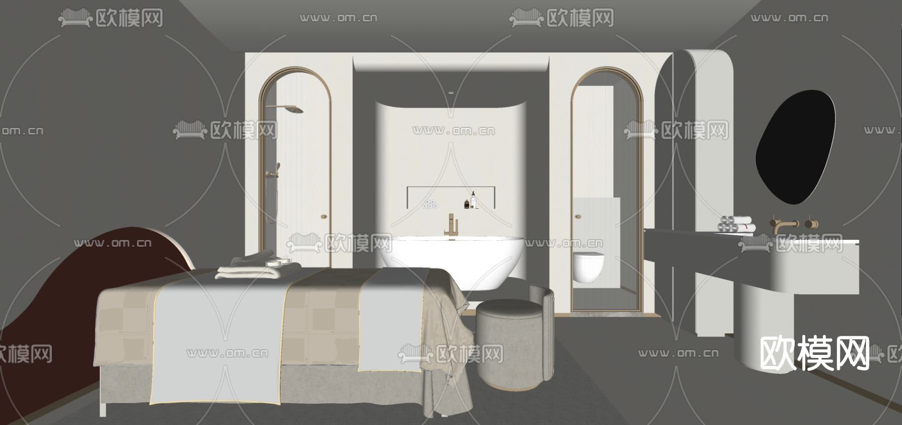 侘寂风SPA护理房su模型下载