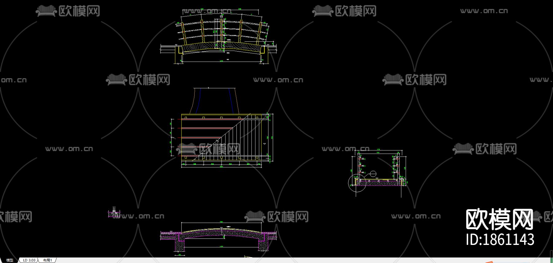 木桥cad施工图下载（渲染图2）