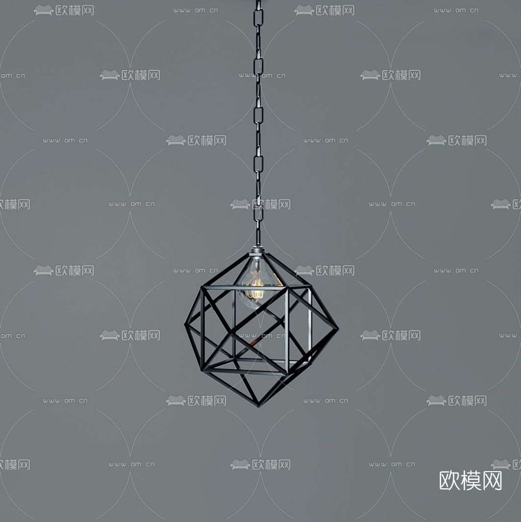 工业风吊灯免费3d模型下载