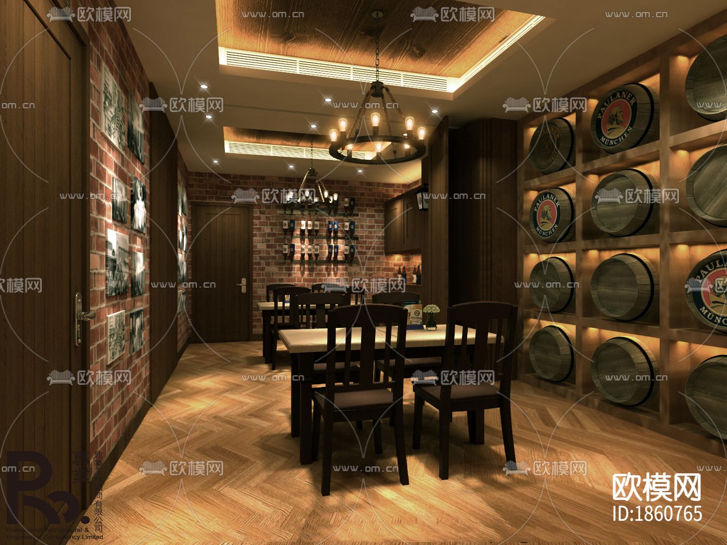 澳门宝莱纳啤酒餐厅丨效果图+施工图下载（渲染图2）