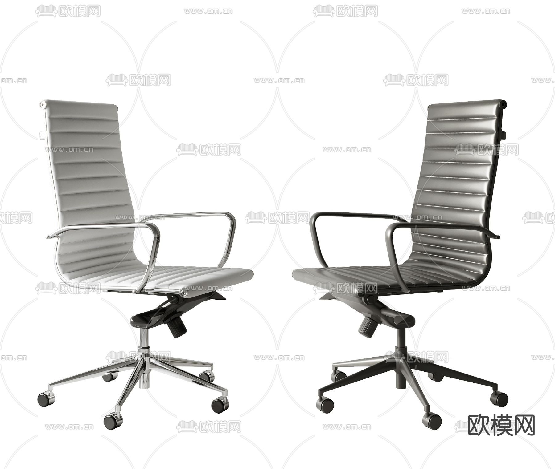 现代皮革办公椅3d模型下载（渲染图2）