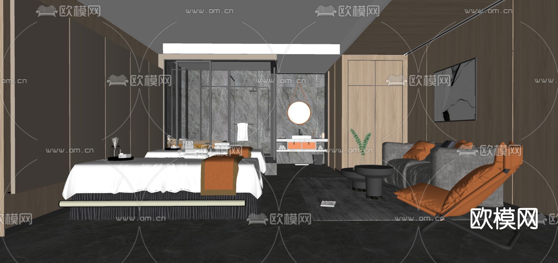 侘寂风SPA护理房su模型下载
