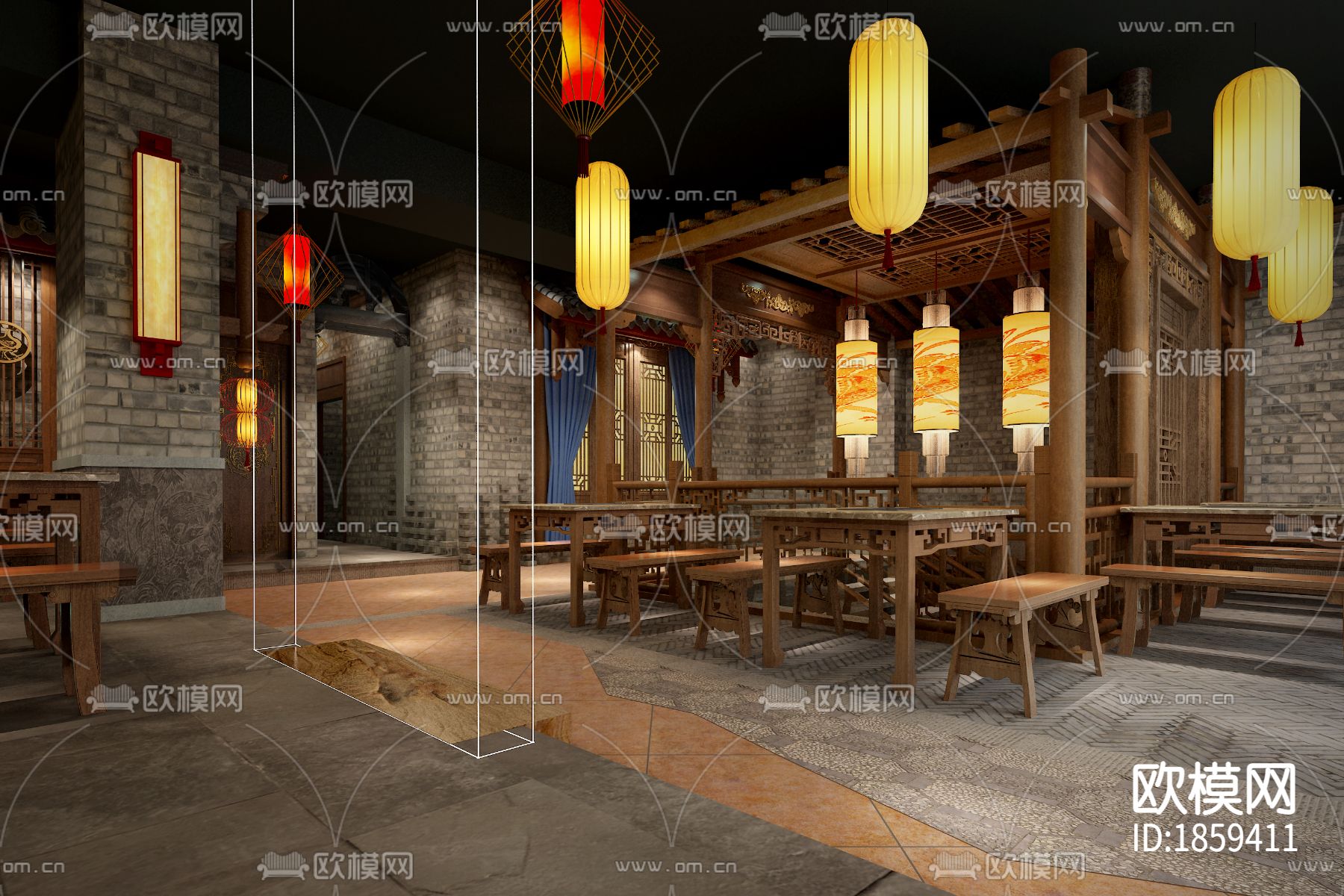 【连锁火锅店】太原店丨效果图+全套施工图+报价书+现场照片下载（渲染图2）