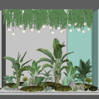  现代绿植堆su模型 