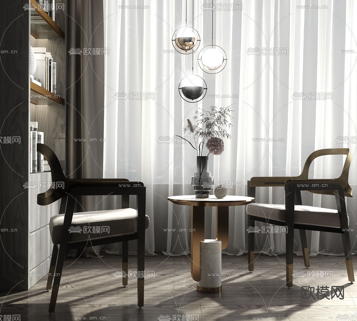 现代轻奢休闲单椅su模型下载