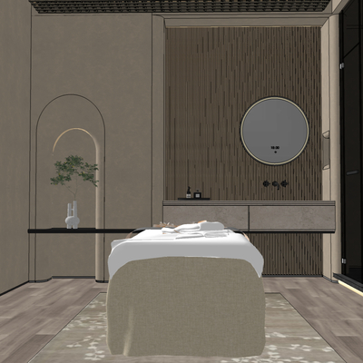  侘寂风SPA护理房su模型 