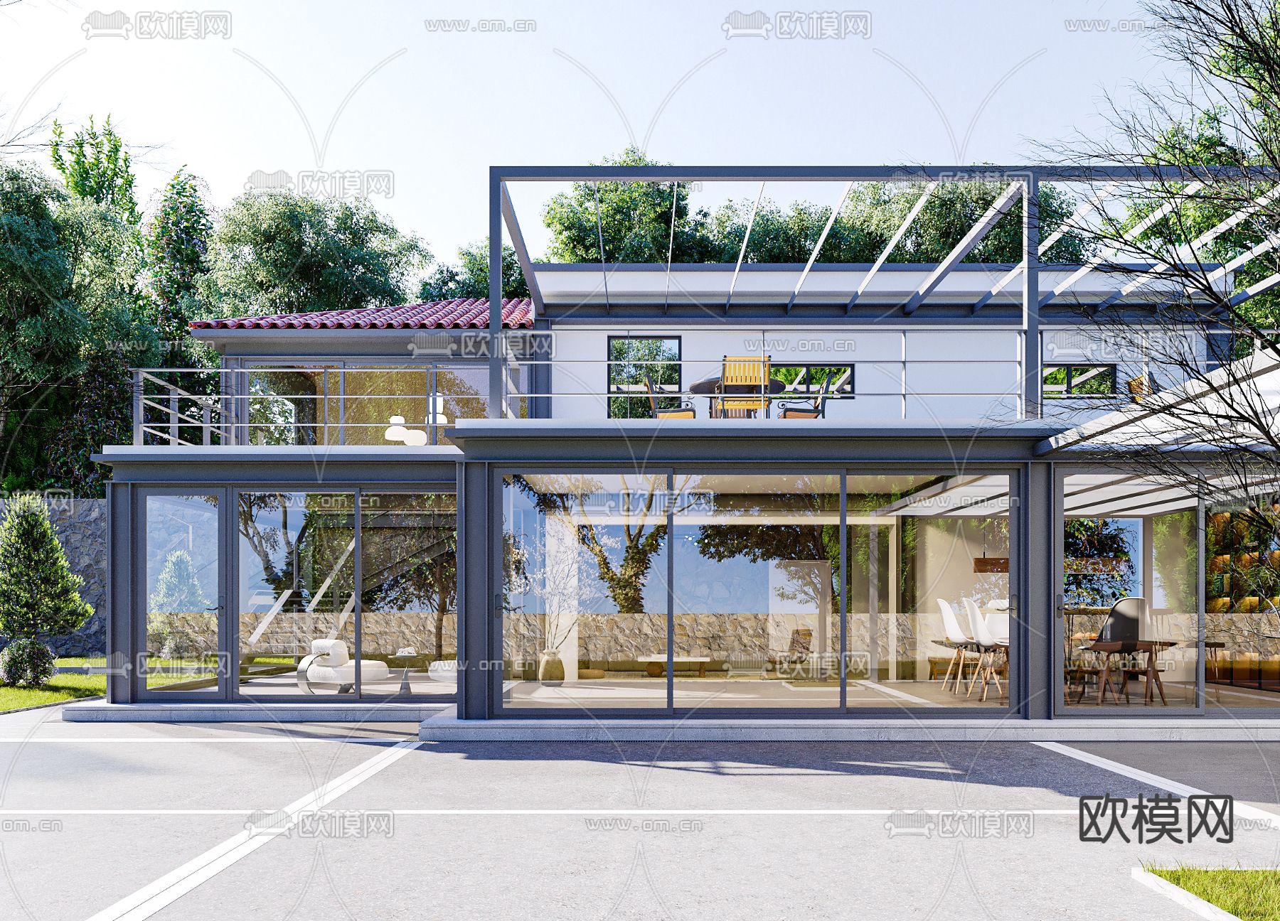 现代独栋别墅外观3d模型