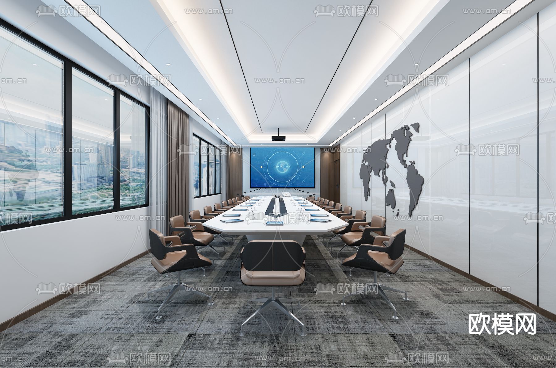 现代会议室免费3d模型下载_ID11715191_3dmax免费模型-欧模网