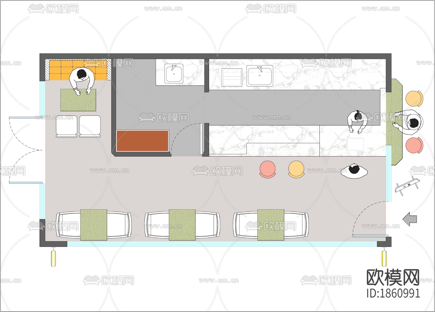 奶茶店效果图施工图下载（渲染图2）