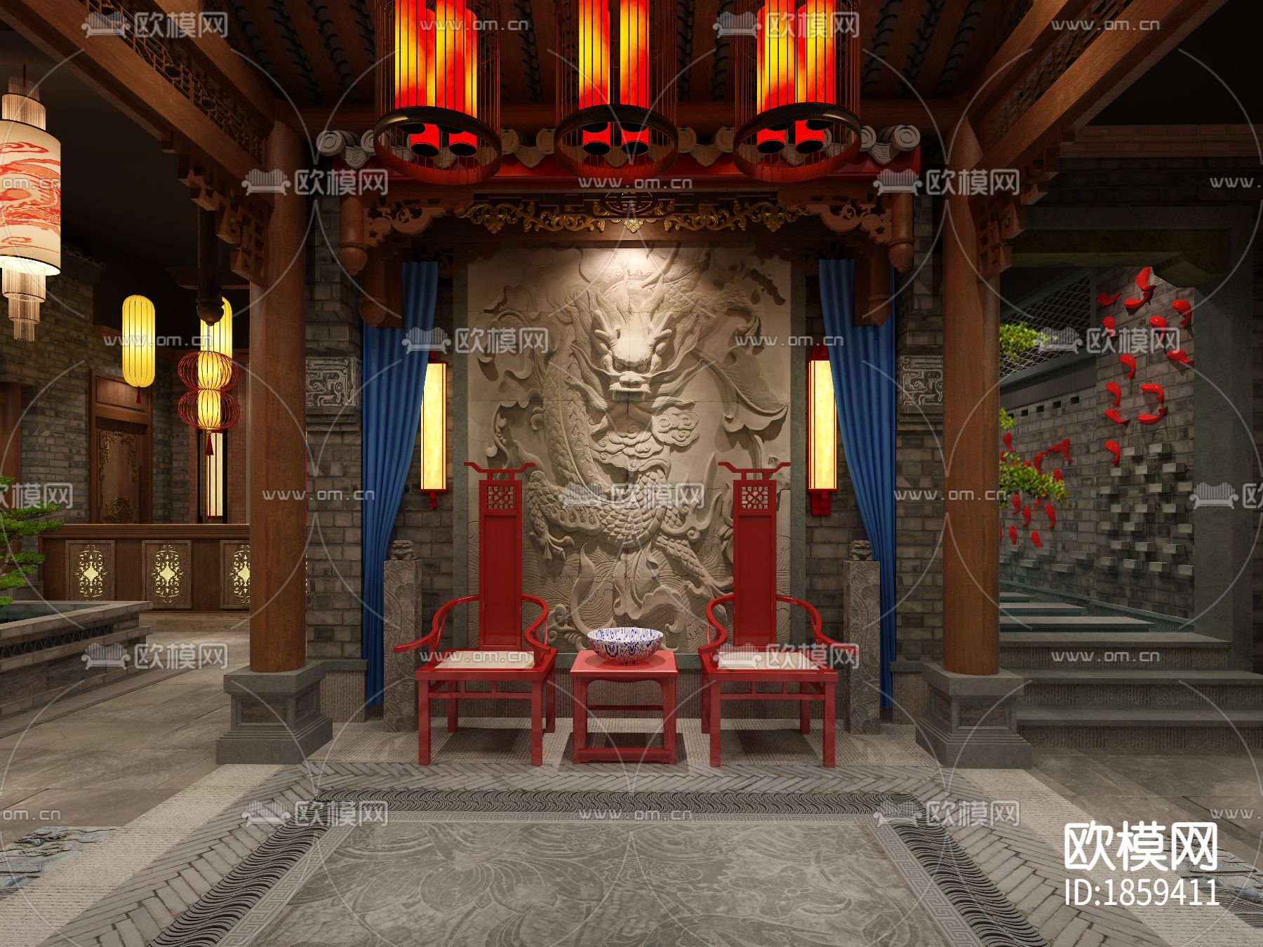 【连锁火锅店】太原店丨效果图+全套施工图+报价书+现场照片下载（渲染图1）