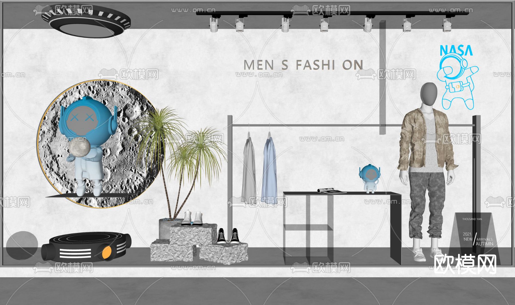 现代服装橱窗su模型下载（渲染图2）