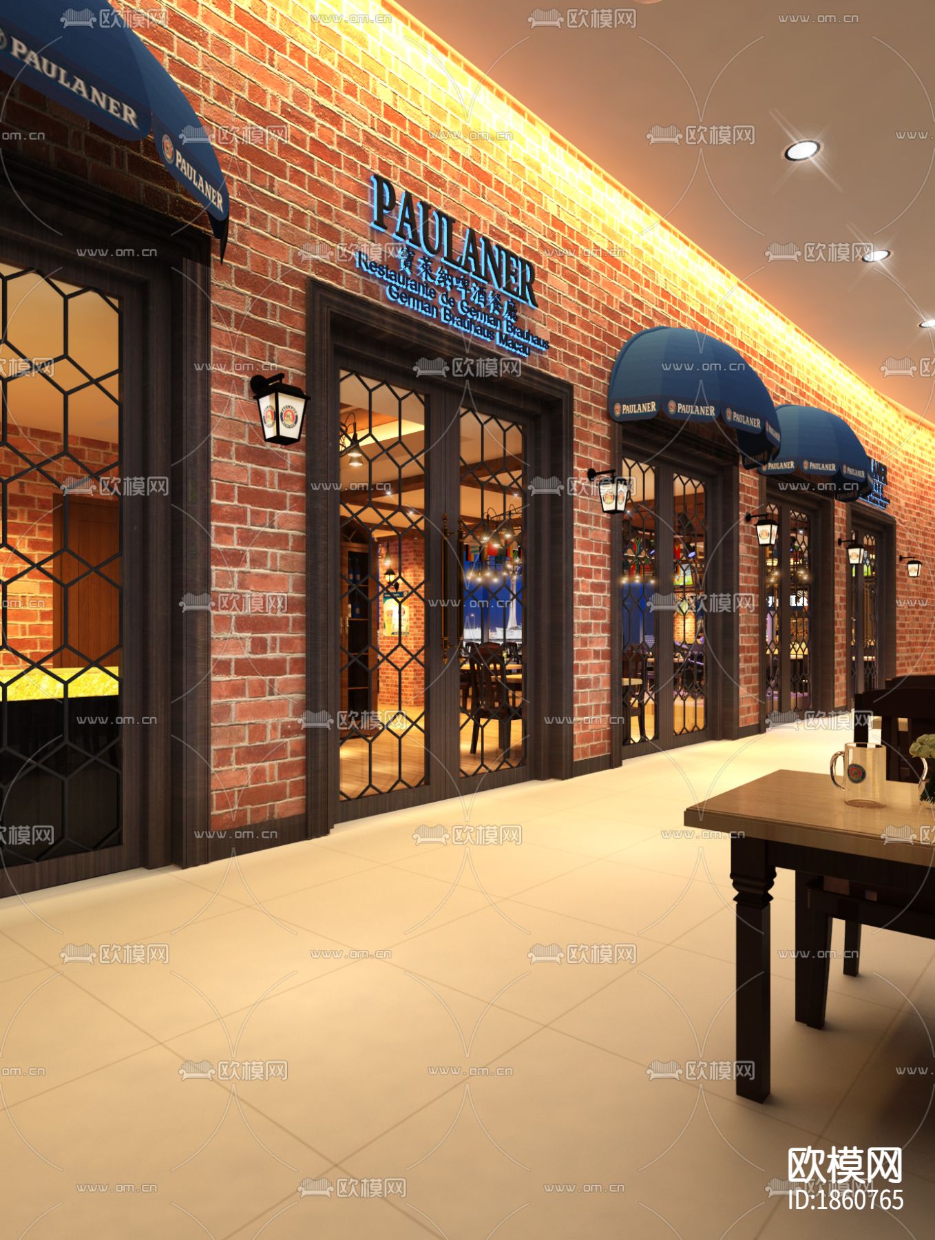 澳门宝莱纳啤酒餐厅丨效果图+施工图下载（渲染图3）