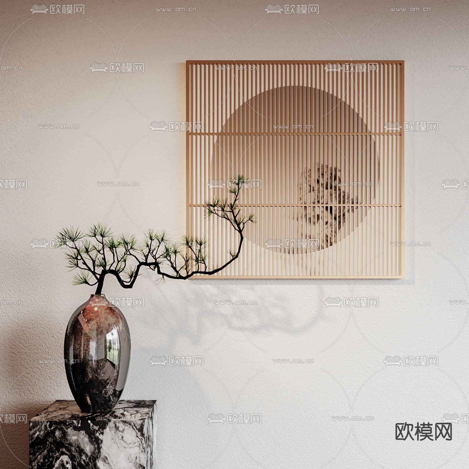 新中式陶瓷花瓶3d模型