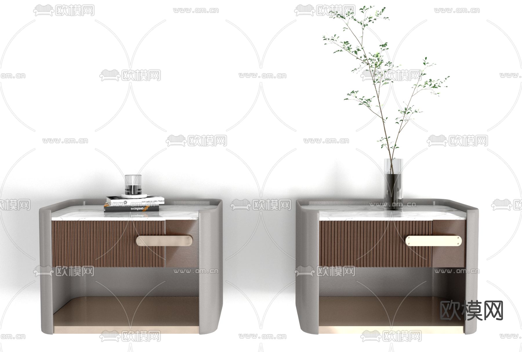 现代轻奢床头柜免费3d模型下载