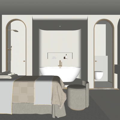  侘寂风SPA护理房su模型 