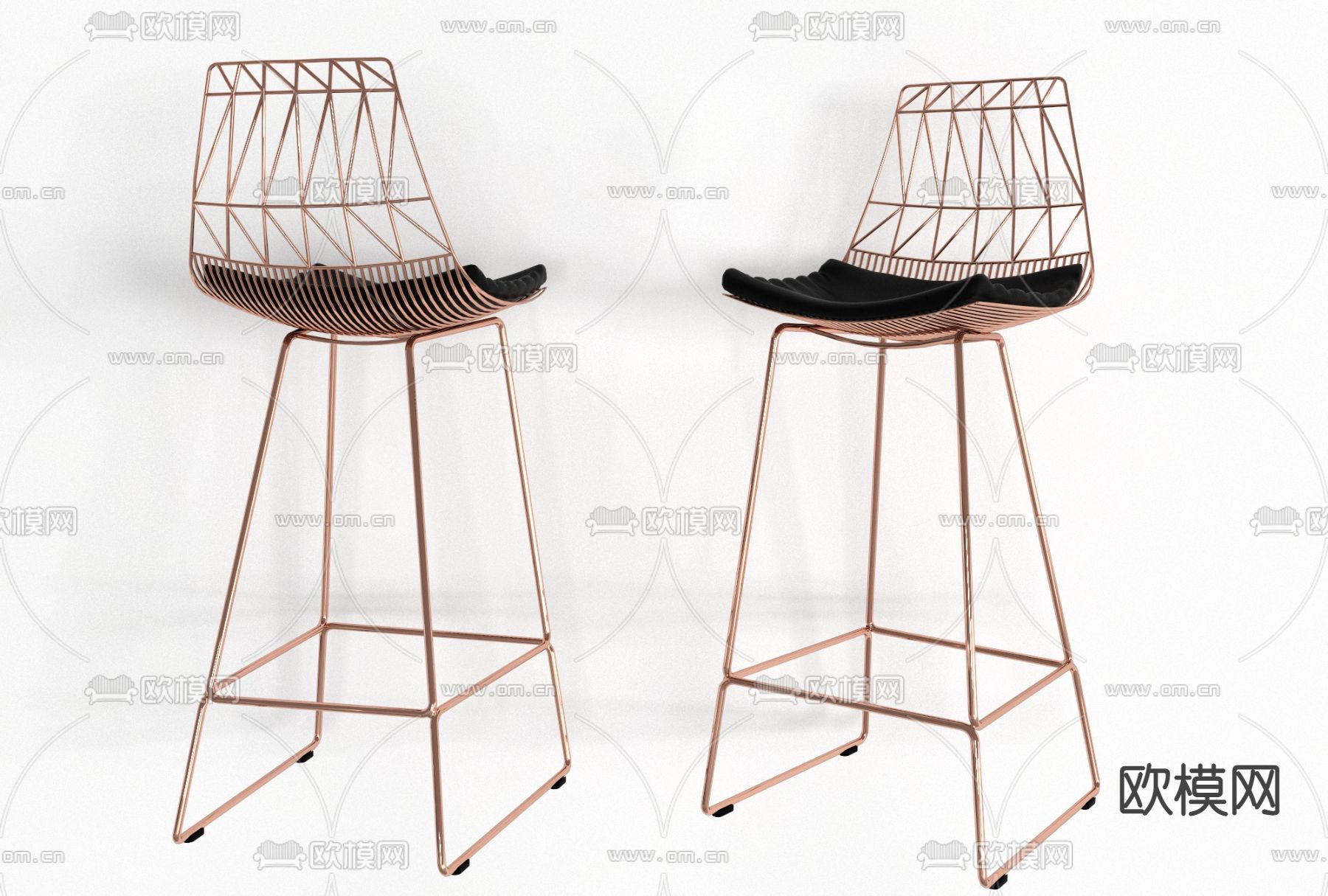 现代铁艺吧台椅免费3d模型下载