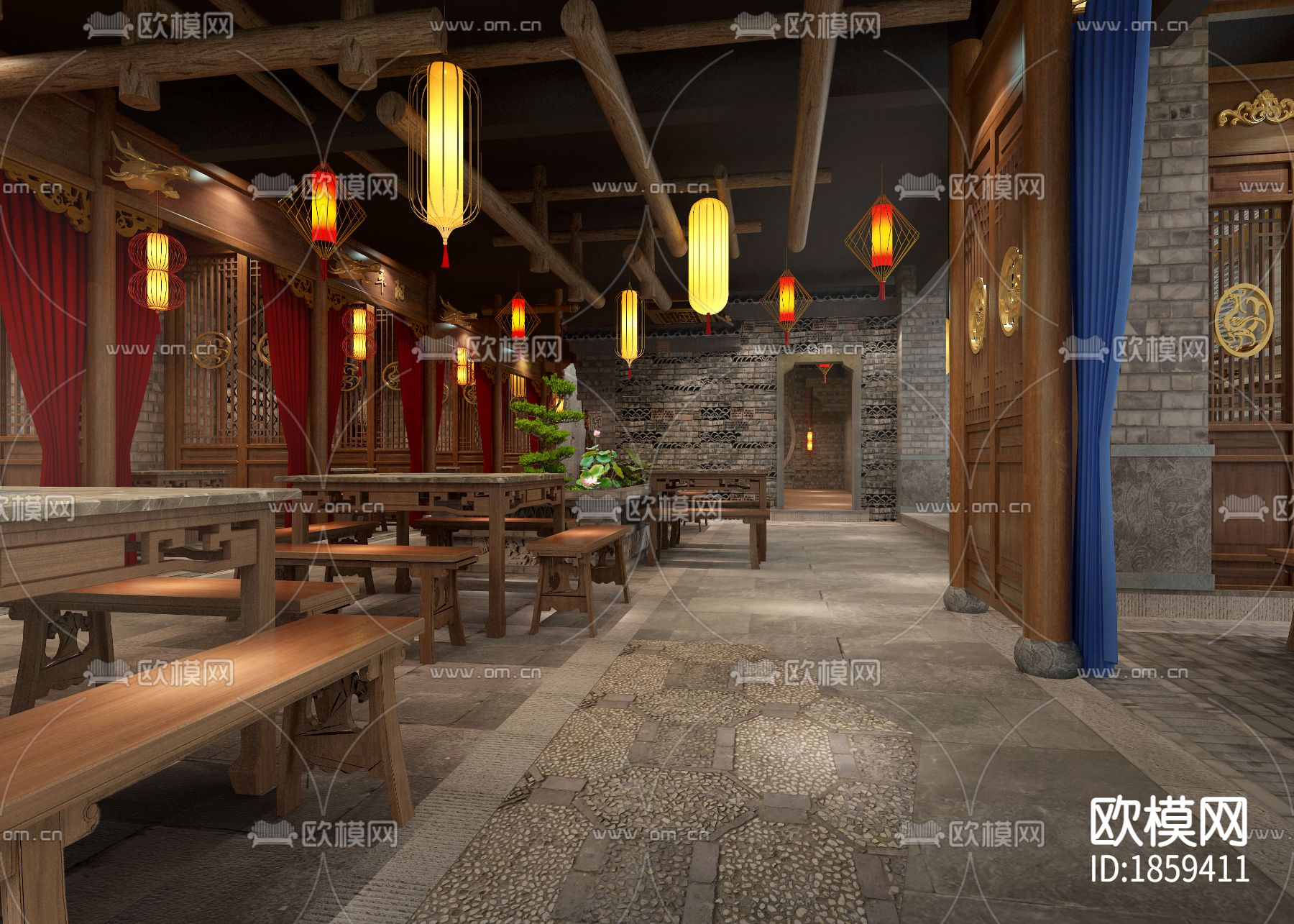 【连锁火锅店】太原店丨效果图+全套施工图+报价书+现场照片下载（渲染图4）