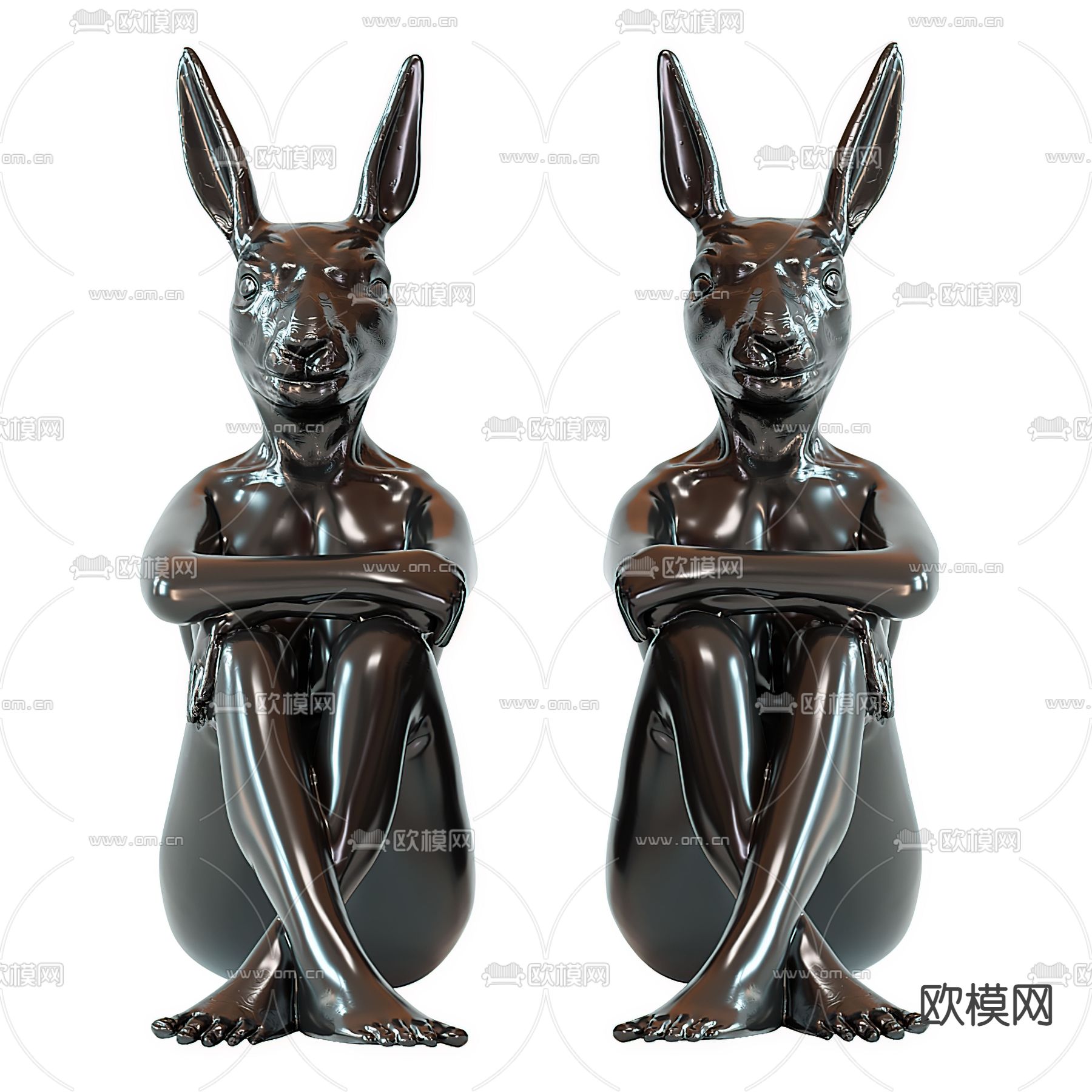 现代抽象兔子雕塑3d模型下载