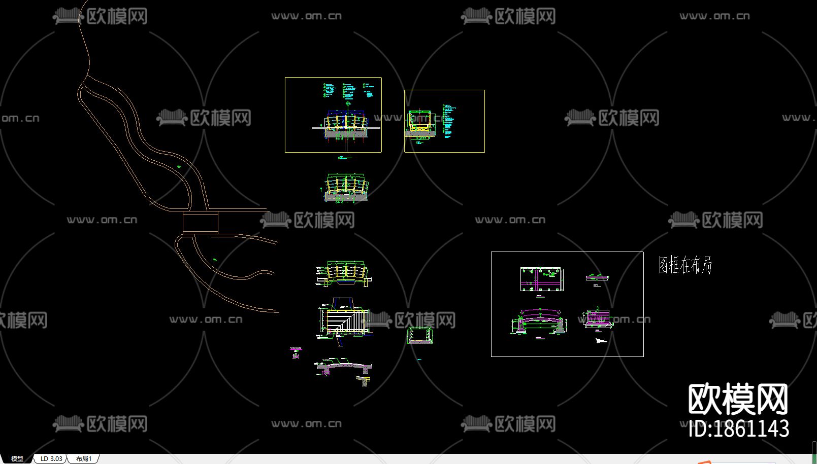 木桥cad施工图下载（渲染图3）