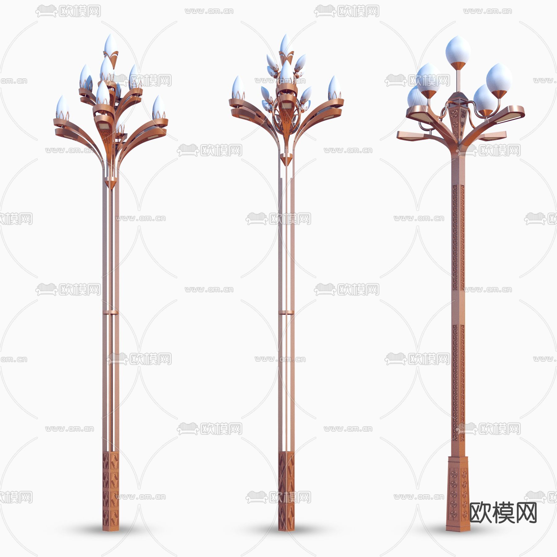 新古典户外灯路灯玉兰灯3d模型下载
