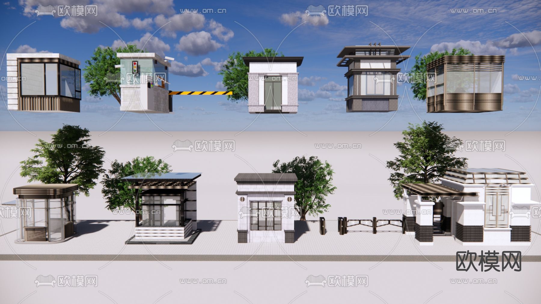 现代门岗闸机su模型