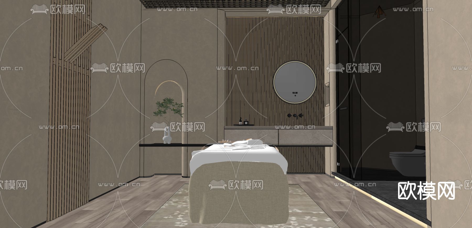 侘寂风SPA护理房su模型下载（渲染图2）