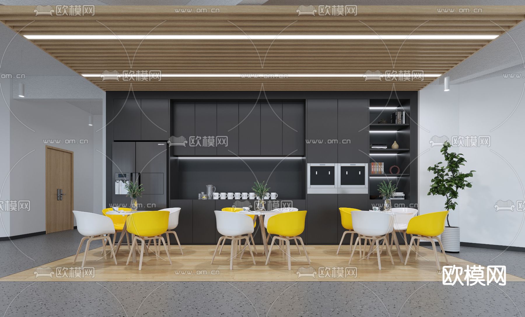 现代茶水间休闲区3d模型