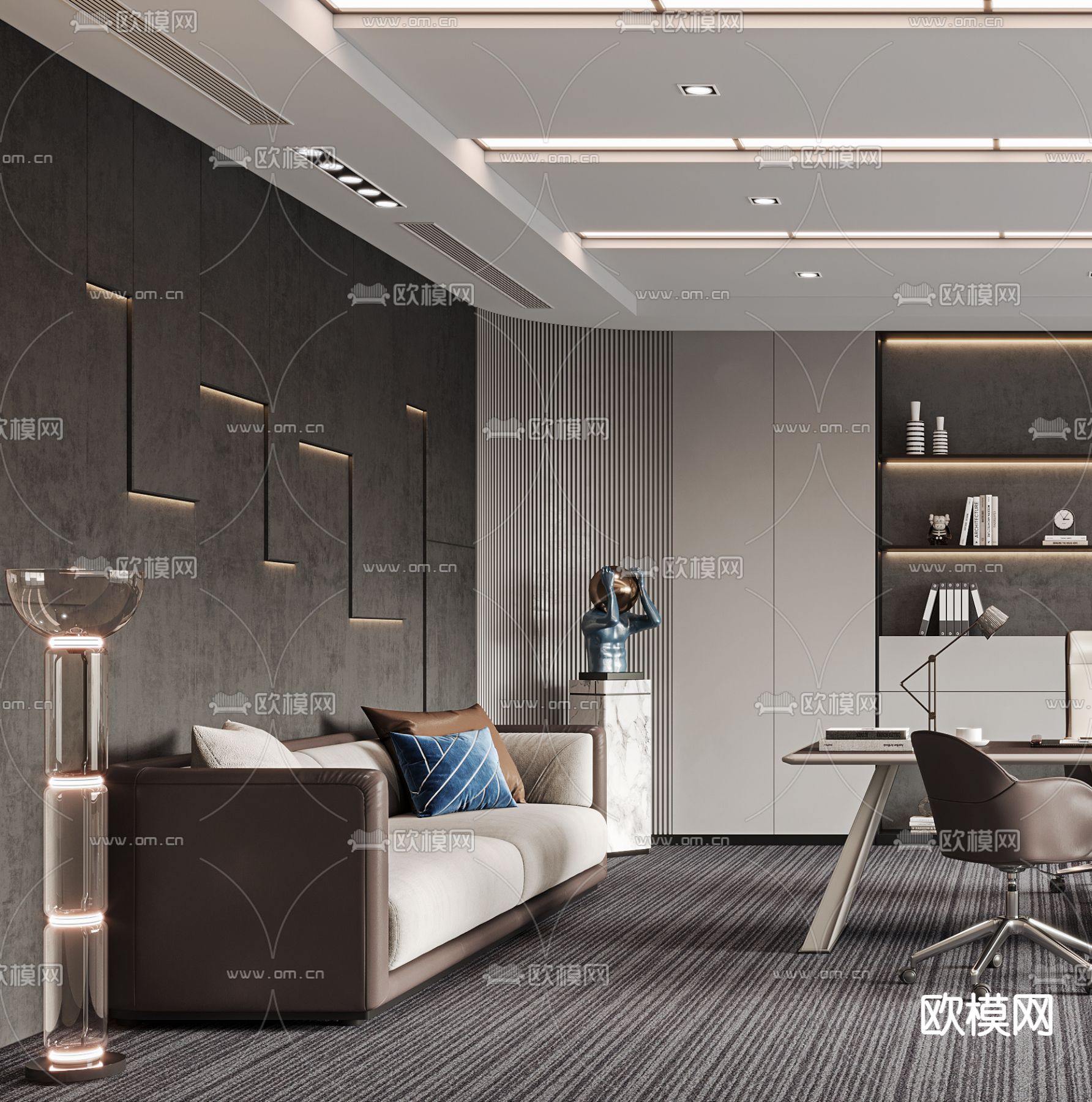 现代总经理办公室3d模型