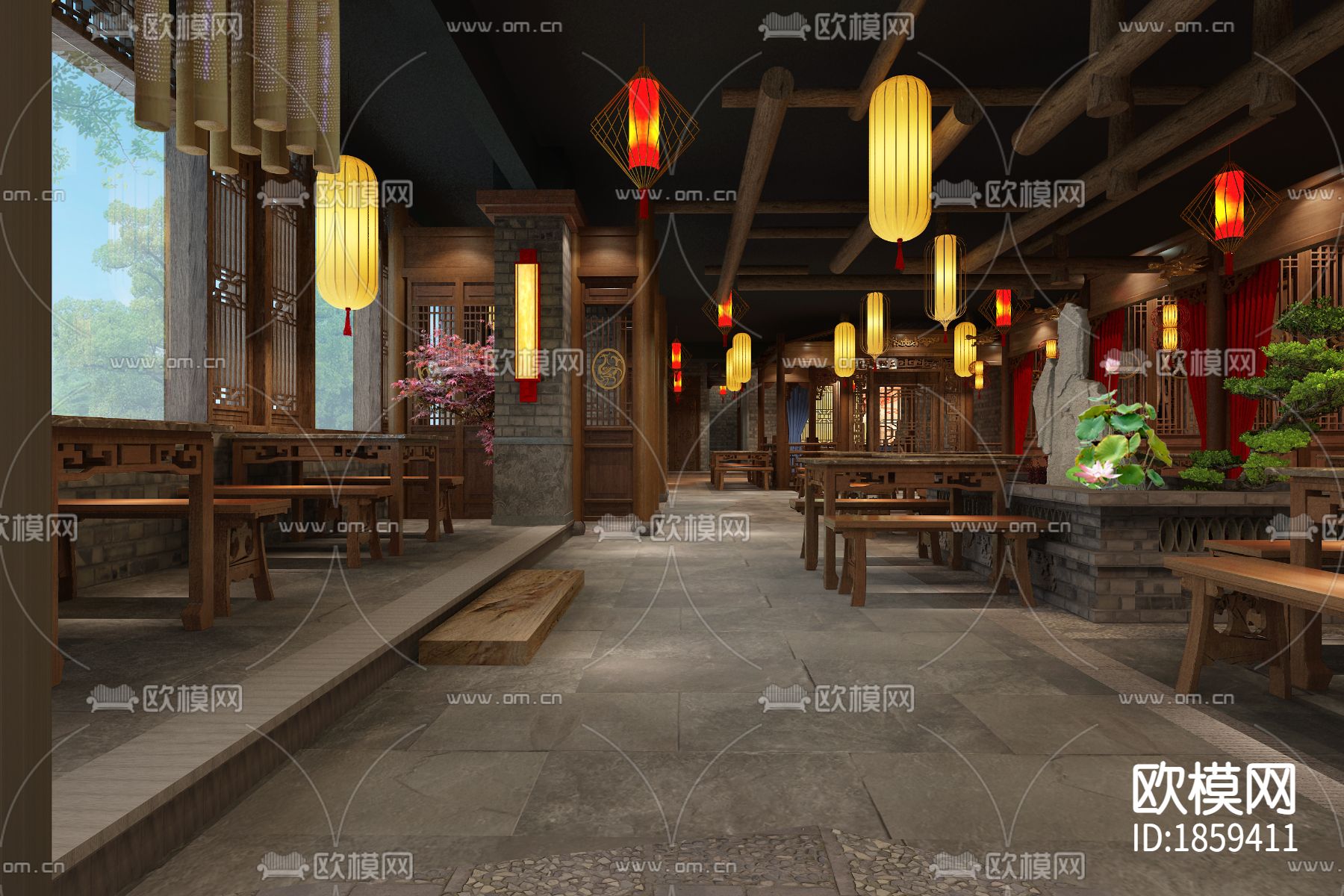 【连锁火锅店】太原店丨效果图+全套施工图+报价书+现场照片下载（渲染图3）