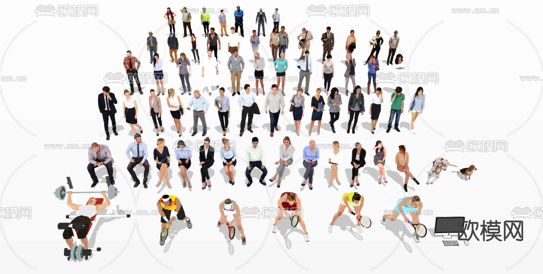 现代3D人物su模型下载