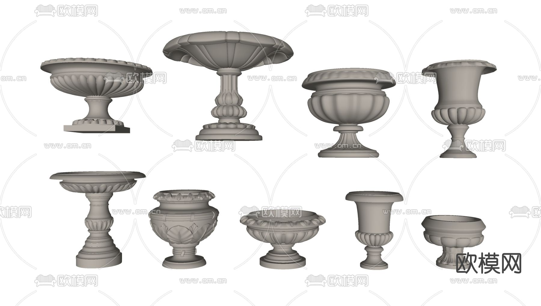 欧式花钵花坛su模型下载（渲染图2）