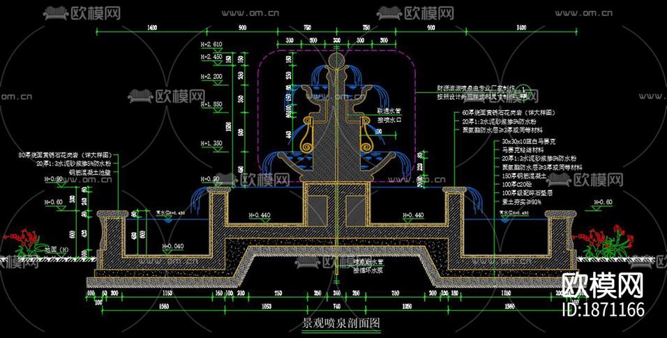 噴泉cad施工圖下載(渲染圖2)