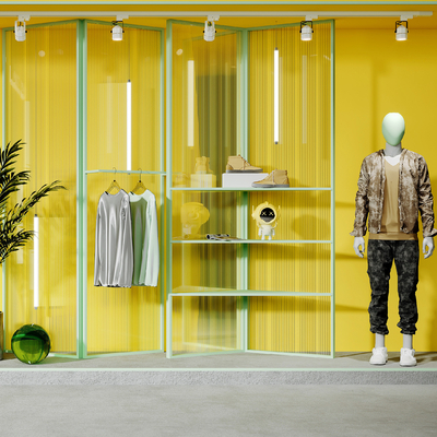  现代服装店橱窗su模型 