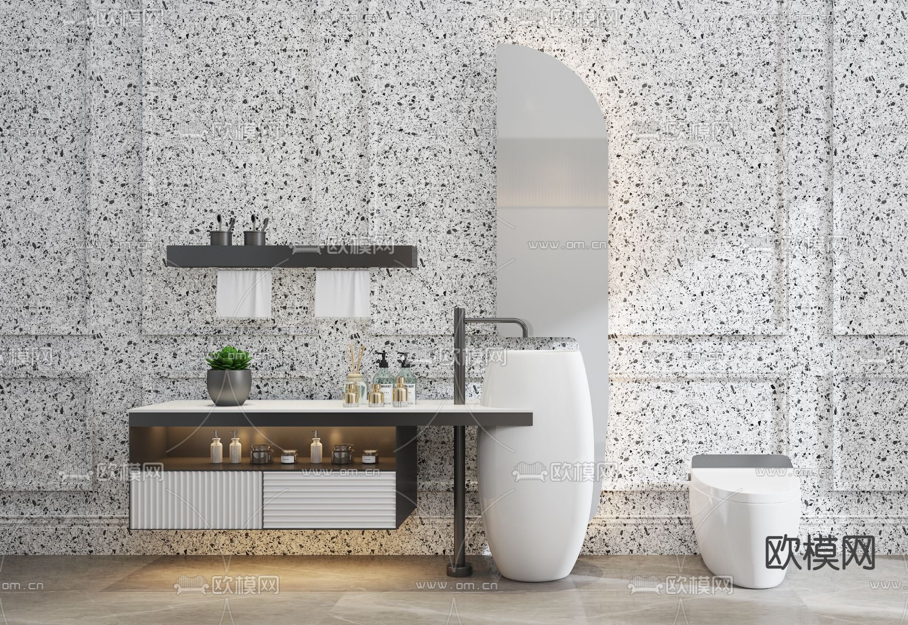 现代浴室柜洗手台3d模型下载