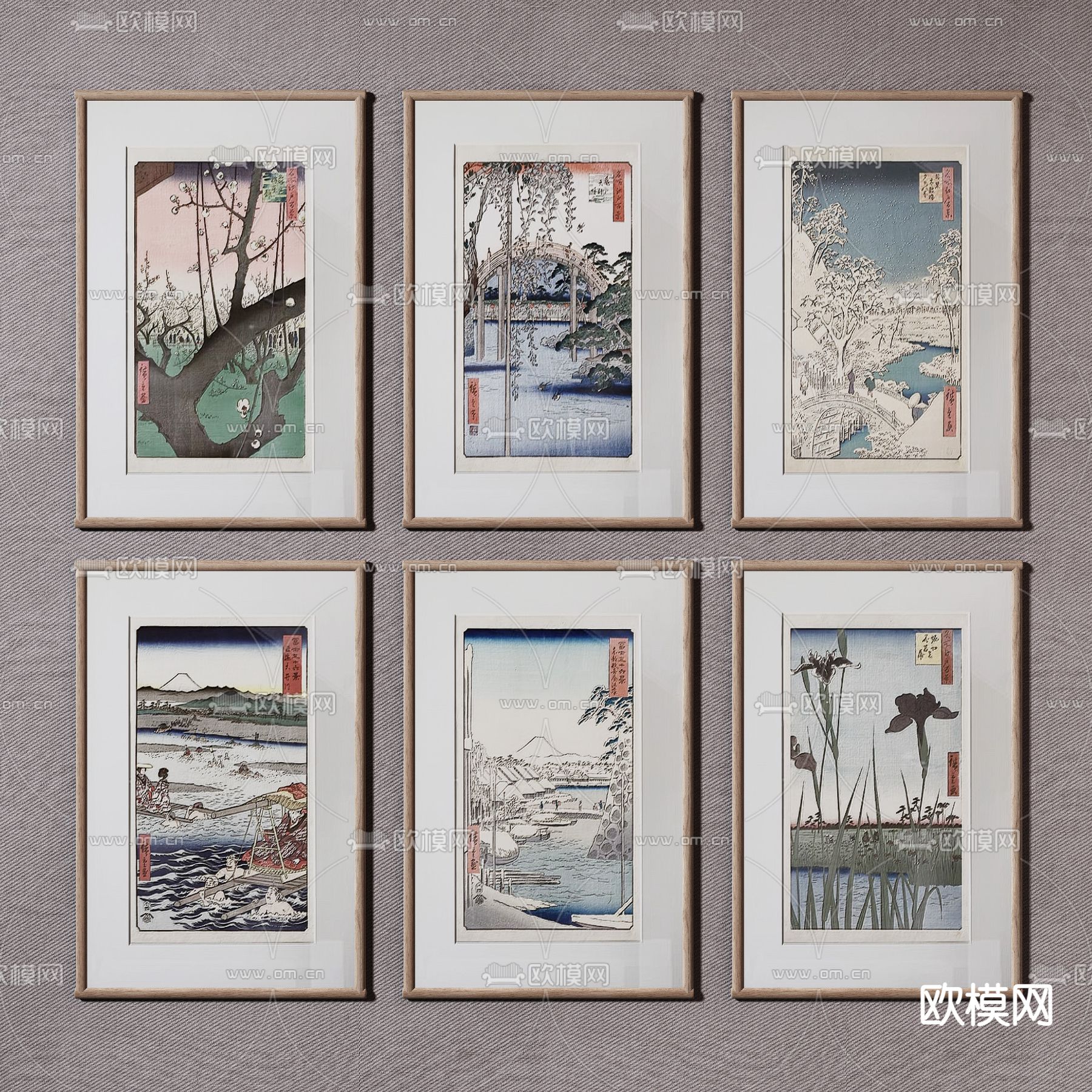 日式装饰挂画3d模型下载