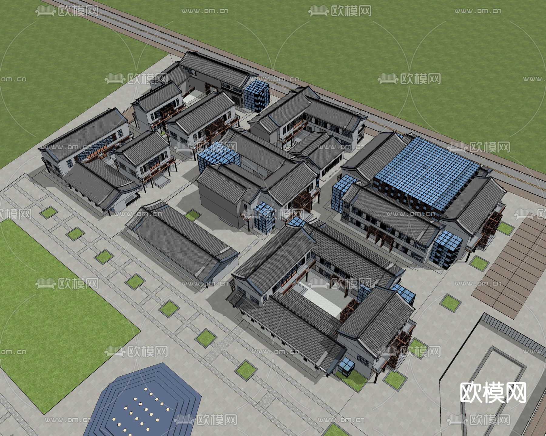 中式商业su模型下载（渲染图3）