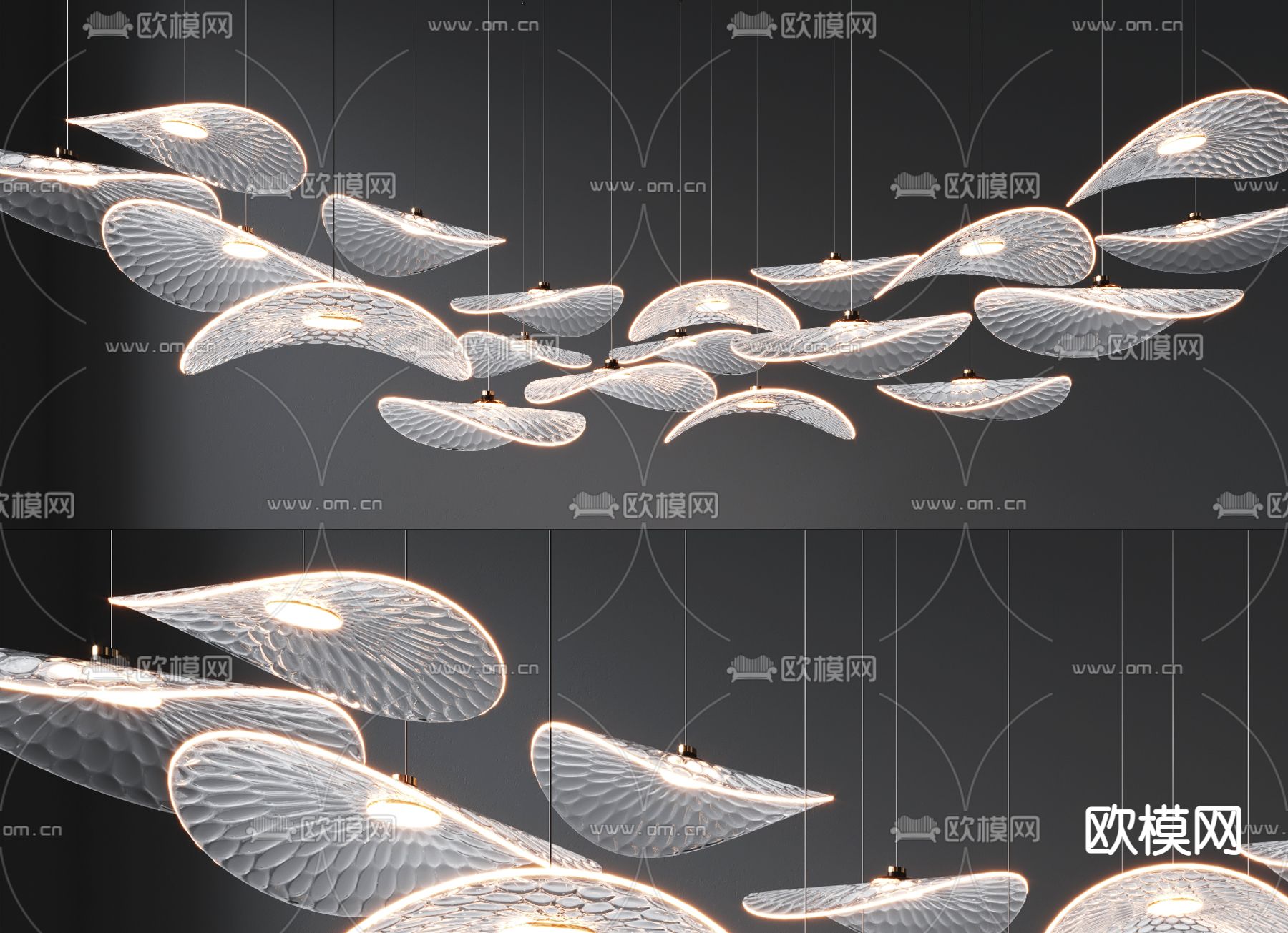 现代水晶片装饰吊灯3d模型下载