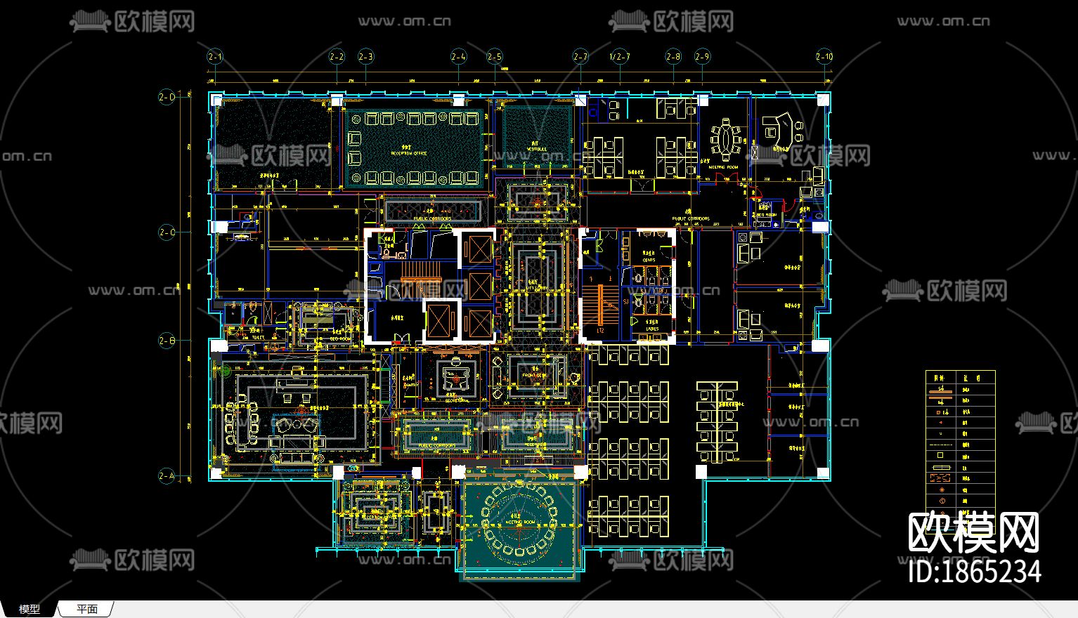 办公楼cad施工图下载（渲染图1）