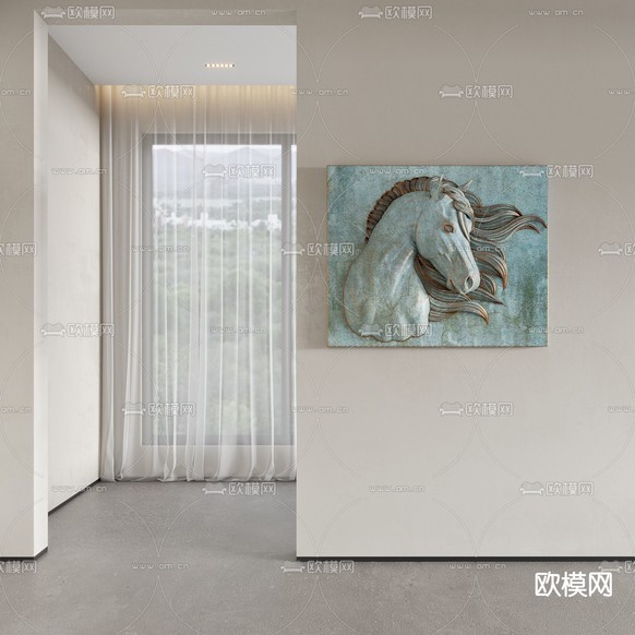 现代骏马墙饰挂件3d模型下载